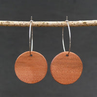 Natural Wooden Planet Earrings- Round Circles Wood hoops-Natural -Hypoallergenic-Made in Melbourne Australia