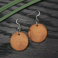 Natural Wooden Planet Earrings- Round Circles Wood Hooks-Natural -Hypoallergenic-Made in Melbourne Australia