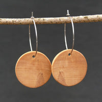 Natural Wooden Planet Earrings- Round Circles Wood Hoops-Natural -Hypoallergenic-Made in Melbourne Australia