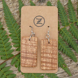 Rectangle Wooden Earrings  Fiddleback- Tasmanian Mountain Ash Eucalyptus