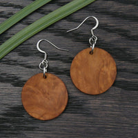 Natural Hooks Wooden Planet Earrings- Round Circles Wood -Natural -Hypoallergenic-Made in Melbourne Australia