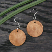 Natural Hooks Wooden Planet Earrings- Round Circles Wood -Natural -Hypoallergenic-Made in Melbourne Australia