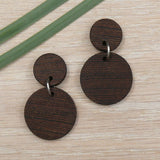 Natural Studs Wooden Moon Planet Earrings- Round Circles Wood -Natural -Hypoallergenic-Made in Melbourne Australia