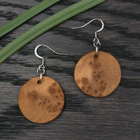 Natural Wooden Moon Planet Earrings- Round Circles Wood Studs-Natural -Hypoallergenic-Made in Melbourne Australia