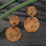 Natural Wooden Moon Planet Earrings- Round Circles Wood Studs-Natural -Hypoallergenic-Made in Melbourne Australia