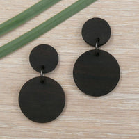 Natural Wooden Moon Planet Earrings- Round Circles Wood Studs-Natural -Hypoallergenic-Made in Melbourne Australia