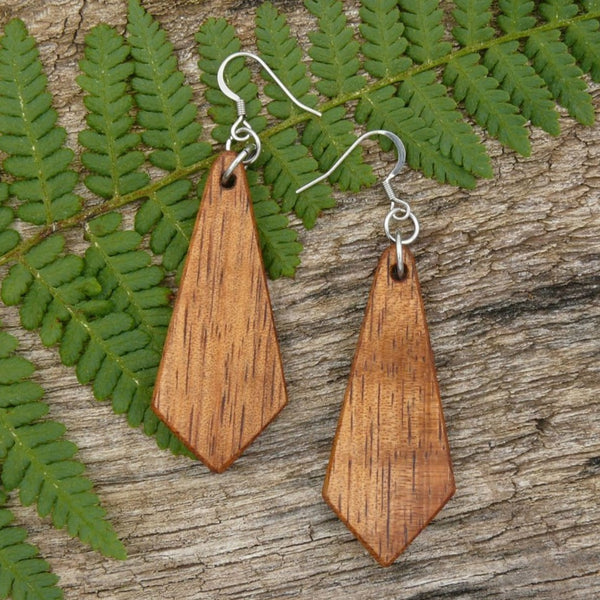 Diamond shape Tasmanian Blackwood Wooden Earrings - Made in Melbourne