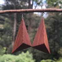 Natural Lightweight Triangle Earrings - Western Red Cedar Wooden earrings-made in Melbourne Australia-hypoallergenic