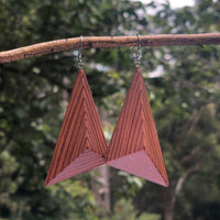 Natural Lightweight Triangle Earrings - Western Red Cedar Wooden earrings-made in Melbourne Australia-hypoallergenic