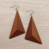 Natural Lightweight Triangle Earrings - Western Red Cedar Wooden earrings-made in Melbourne Australia-hypoallergenic