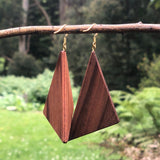 Natural Lightweight Triangle Earrings - Western Red Cedar Wooden earrings-made in Melbourne Australia-Gold- hypoallergenic