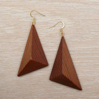 Natural Lightweight Triangle Earrings - Western Red Cedar Wooden earrings-made in Melbourne Australia-Gold- hypoallergenic