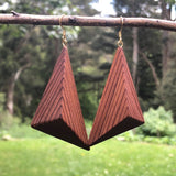 Natural Lightweight Triangle Earrings - Western Red Cedar Wooden earrings-made in Melbourne Australia-Gold- hypoallergenic