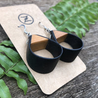 Natural Black Bentwood Teardrops -Australian native Wooden earrings-made in Melbourne Australia-hypoallergenic