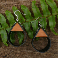 Natural Black Bentwood Teardrops -Australian native Wooden earrings-made in Melbourne Australia-hypoallergenic