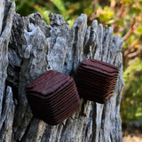 Natural Wood- Square Cube Rusty Radiata Wooden earrings-made in Melbourne-Australia-hypoallergenic