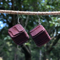 Natural Wood- Square Cube Rusty Radiata Wooden earrings-made in Melbourne-Australia-hypoallergenic