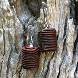 Natural Wood- Round Long Cylinder Rusty Radiata Wooden earrings-made in Melbourne-Australia-hypoallergenic