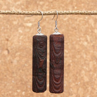 Natural Wood- Round Long Cylinder Rusty Radiata Wooden earrings-made in Melbourne-Australia-hypoallergenic