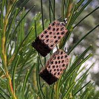 Natural Wooden Earrings - Tasmanian She-oak Seed Pod - Blocks-Made in Melbourne