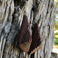 Natural Wood- Triangle Rusty Radiata Organic Wooden earrings-made in Melbourne-Australia-hypoallergenicypoallergenic