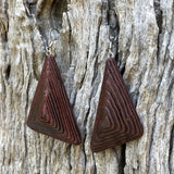 Natural Wood- Triangle Rusty Radiata Organic Wooden earrings-made in Melbourne-Australia-hypoallergenicypoallergenic