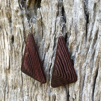 Natural Wood- Triangle Rusty Radiata Organic Wooden earrings-made in Melbourne-Australia-hypoallergenicypoallergenic