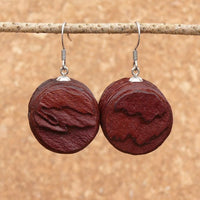 Natural Wood- Round Barrel Rusty Radiata Wooden earrings-made in Melbourne-Australia-hypoallergenic