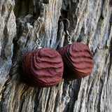 Natural Wood- Round Barrel Rusty Radiata Wooden earrings-made in Melbourne-Australia-hypoallergenic