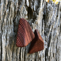 Natural Wood- Free Form Rusty Radiata Wooden earrings-made in Melbourne-Australia-hypoallergenic