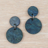 Natural Blue Neptune Studs Wooden Moon Planet Earrings- Round Circles Wood -Natural -Hypoallergenic-Made in Melbourne Australia