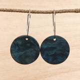 Natural Blue Neptune Hoops Wooden Moon Planet Earrings- Round Circles Wood -Natural -Hypoallergenic-Made in Melbourne Australia