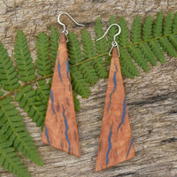 Blue Resin Wooden Earrings  - Victorian Eucalyptus Burl - Made in Melbourne