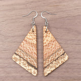 Natural Waratah Triangle Earrings - Tiger print - Wooden earrings-made in Melbourne Australia-hypoallergenic