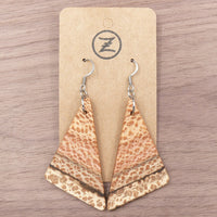 Natural Waratah Triangle Earrings - Tiger print - Wooden earrings-made in Melbourne Australia-hypoallergenic