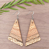 Natural Waratah Triangle Earrings - Leopard print - Wooden earrings-made in Melbourne Australia-hypoallergenic