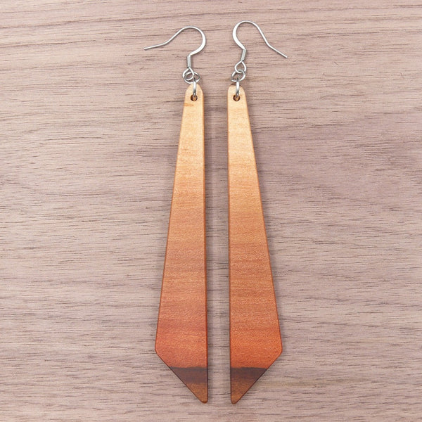 Natural Irish Strawberry Tree Triangle Earrings - Arbutus unedo Wooden earrings-made in Melbourne Australia-hypoallergenic