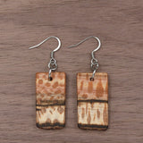 Natural Waratah Rectangle Earrings - Tiger print - Wooden earrings-made in Melbourne Australia-hypoallergenic