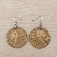 Natural Round English Ivy wood - Wooden earrings-made in Australia-hypoallergenic- Hedera Helix