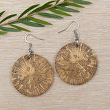 Natural Round English Ivy wood - Wooden earrings-made in Australia-hypoallergenic- Hedera Helix