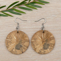 Natural Round English Ivy wood - Wooden earrings-made in Australia-hypoallergenic- Hedera Helix