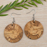 Natural Round English Ivy wood - Wooden earrings-made in Australia-hypoallergenic- Hedera Helix