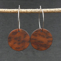 Thylacine-Natural Circles planet Moon-Tasmanian Tiger Myrtle Wooden earrings-made in Melbourne-Australia-hypoallergenic