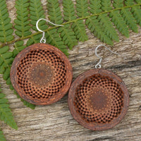 Protea Flower Pod Handmade Wooden Australian Earrings Natural Wood  Melbourne  Hypoallergenic Black Resin No25