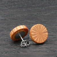 Sheoak Wooden Studs- Star Wood Round Natural Earrings - Made in Melbourne-Australia - Hypoallergenic Stainless Steel