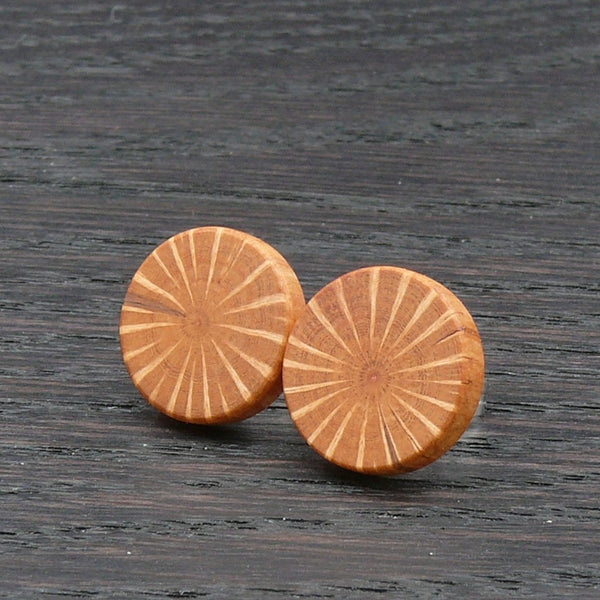 Sheoak Wooden Studs- Star Wood Round Natural Earrings - Made in Melbourne-Australia - Hypoallergenic Stainless Steel