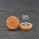 Sheoak Wooden Studs- Star Wood Round Natural Earrings - Made in Melbourne-Australia - Hypoallergenic Stainless Steel