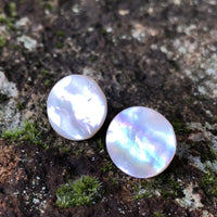 Round Handmade Women Abalone Shell Stud Earrings -Australian Natural Organic Abelone Shell with Hypoallergenic stainless steel studs