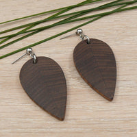 Natural Blackwood Leaf Teardrops -Australian native Wooden earrings for women-made in Melbourne Australia-hypoallergenic