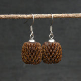 Handmade Women Wooden Dangling Earrings -Natural round Sheoak (Australian Native Wood) with Hypoallergenic stainless steel hooks